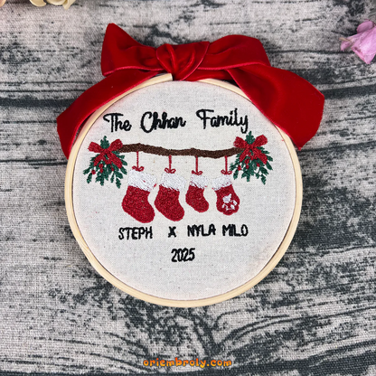 Family Christmas Embroidery Ornament