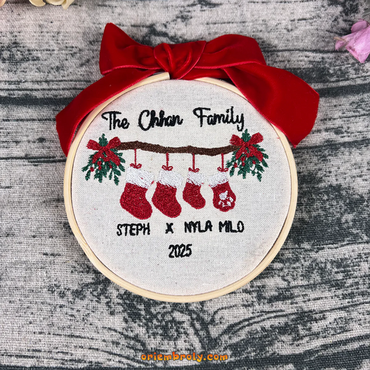 Family Christmas Embroidery Ornament