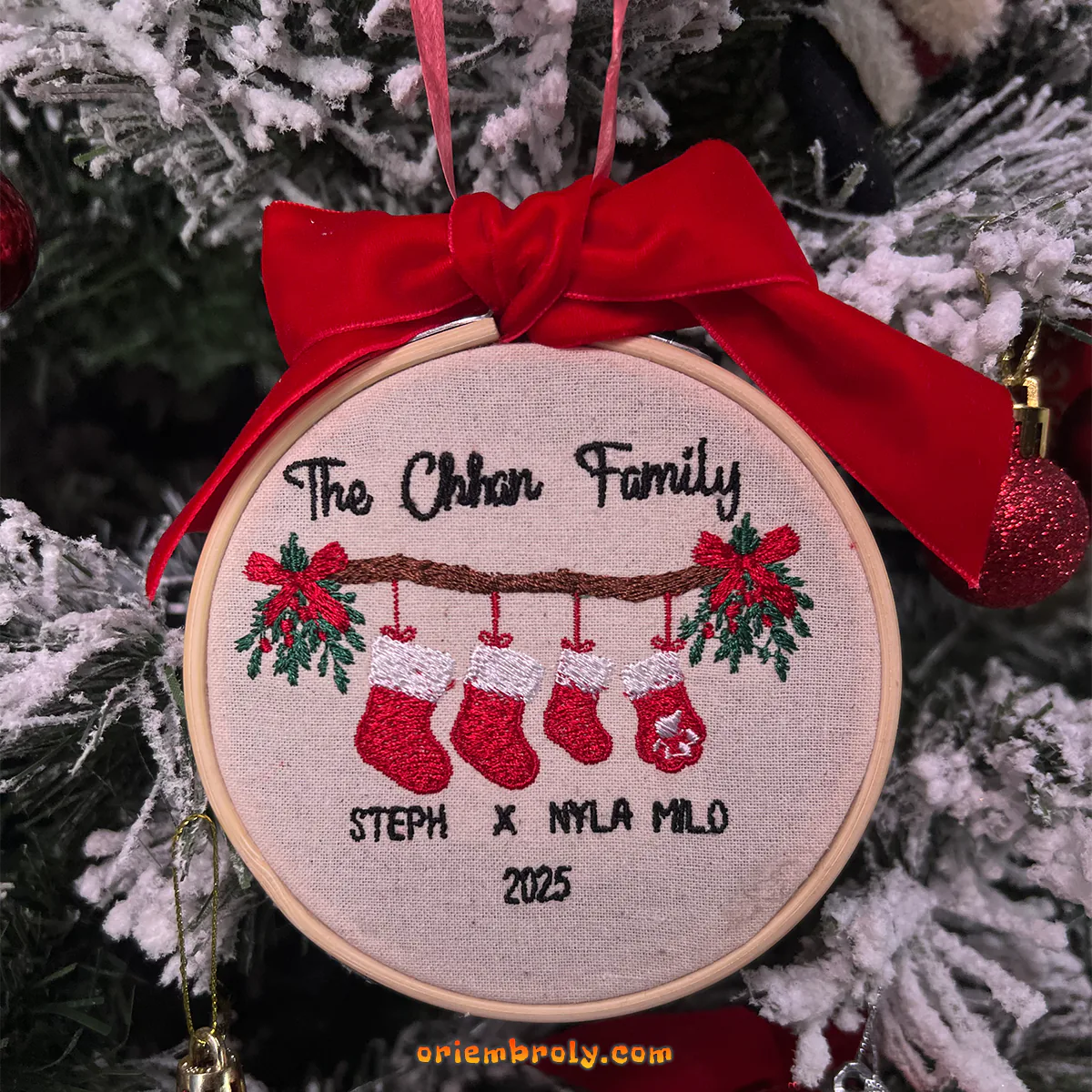 Family Christmas Embroidery Ornament