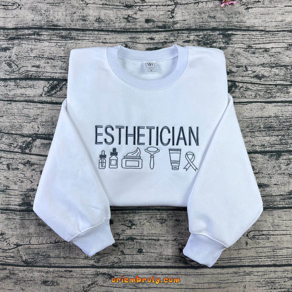 Esthetician skincare icons embroidered crewneck sweatshirt