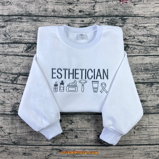 Esthetician skincare icons embroidered crewneck sweatshirt