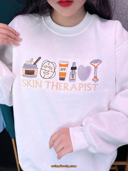 Skin Therapist Sweatshirt – Esthetician Gift Crewneck, Custom Skincare Apparel for Licensed Beautician, Spa Professional Sweater