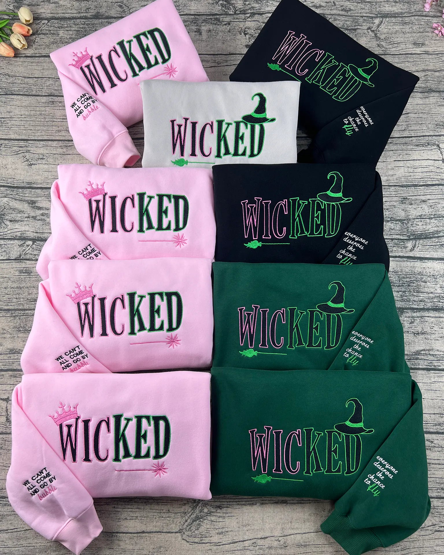 Embroidered Wicked Musical pullover for theater fans