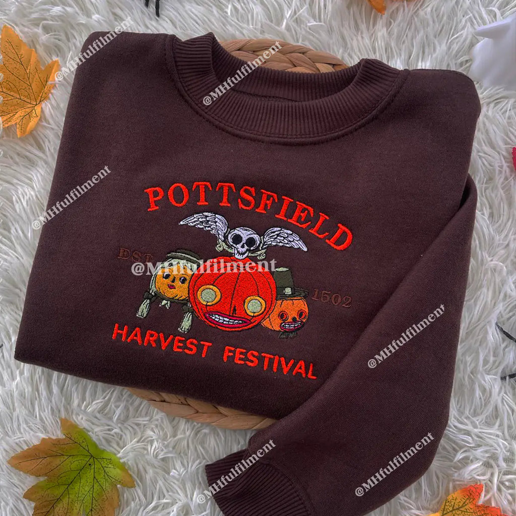 Halloween aesthetic sweatshirt with cozy pumpkin embroidery