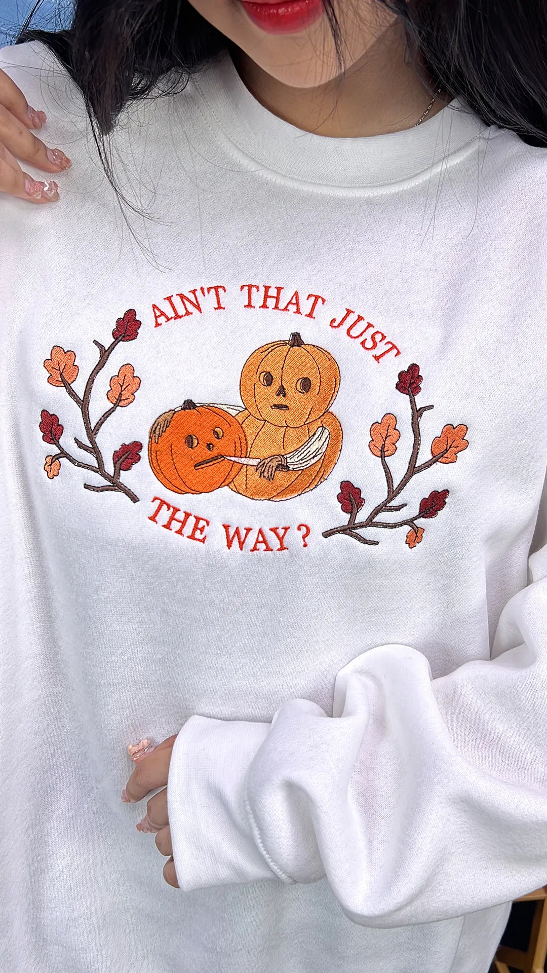 Fall autumn pumpkin carver embroidered sweatshirt – Over The Garden Wall inspired Halloween tee