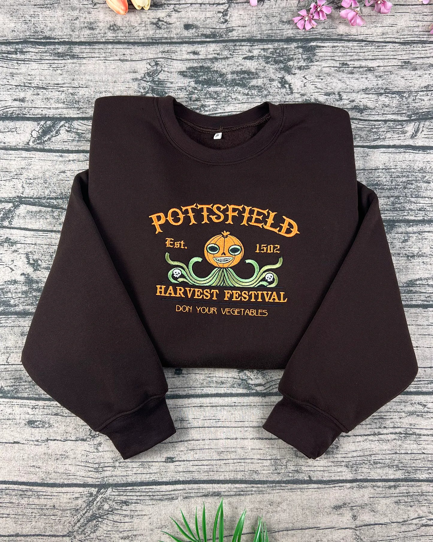 Fall Halloween cozy Pottsfield crewneck – embroidered sweatshirt perfect for autumn outfits