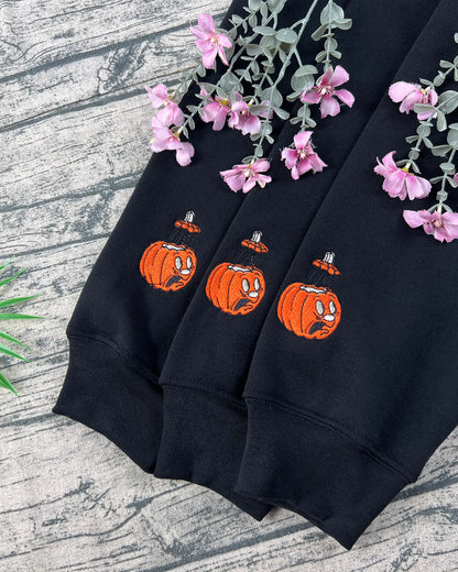 Fall pumpkin Halloween sweatshirt – soft embroidered design, ideal for chilly autumn days