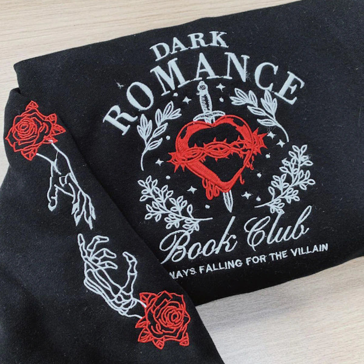 Throne of Glass embroidered shirt featuring Fireheart design, perfect fantasy bookish gift for readers.