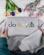 fantasy inspired embroidered crewneck sweatshirt