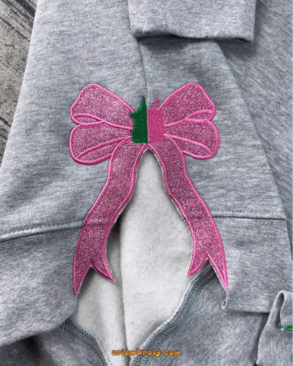 Side bow embroidered hoodie for Broadway fans