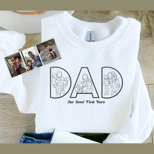 Father’s Day embroidered gift with custom portrait design