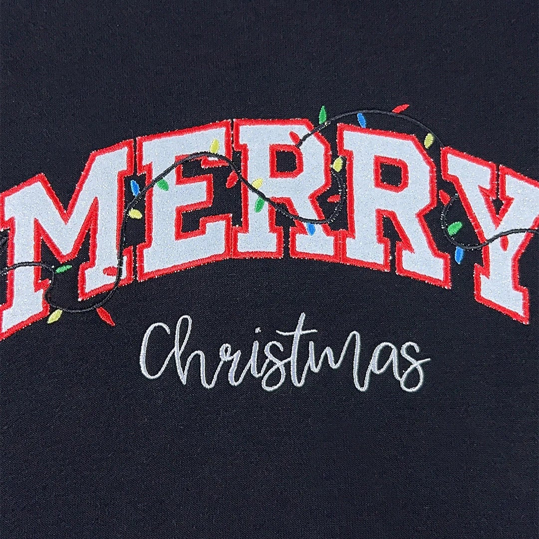 Holiday-ready festive sweatshirt with bow and lights