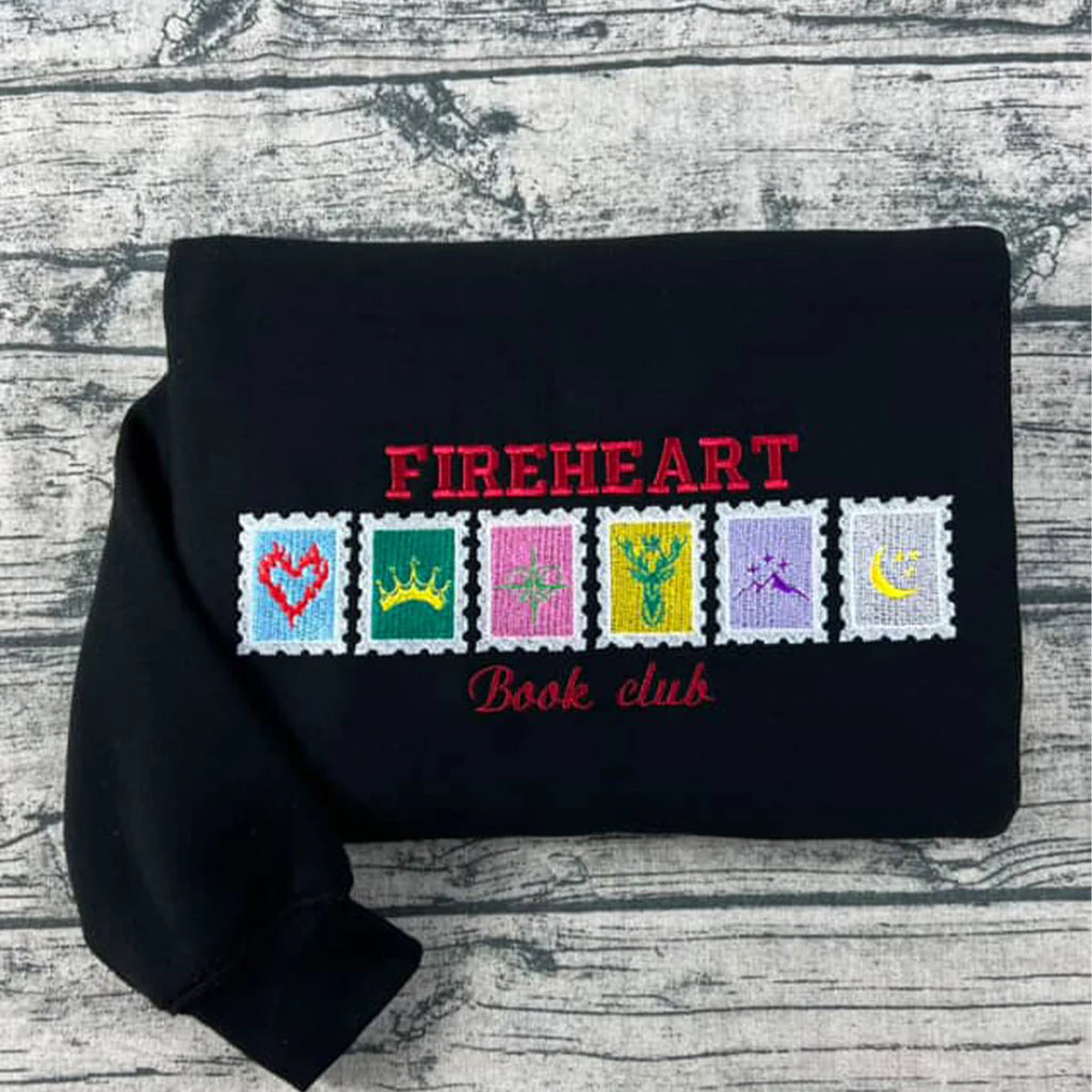 Sjm Books Embroidered Sweatshirt, ACOTAR Throne Of Glass , Fireheart - Cursebreaker - Starborn, SJM Merch, Bookish Gift