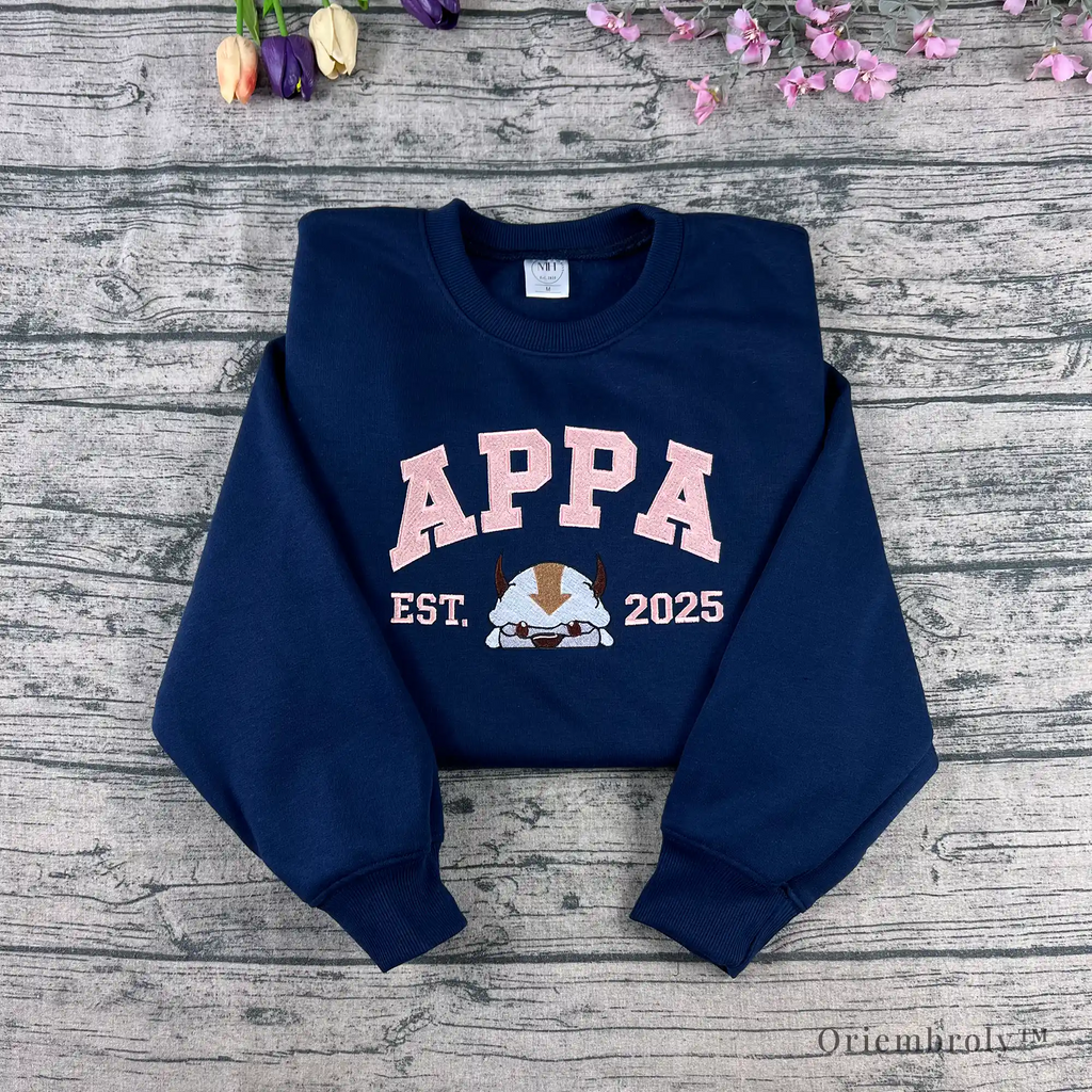 flying bison embroidered crewneck sweatshirt collegiate design front view