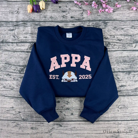 flying bison embroidered crewneck sweatshirt collegiate design front view