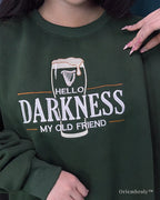 forest green sweatshirt with embroidered stout design