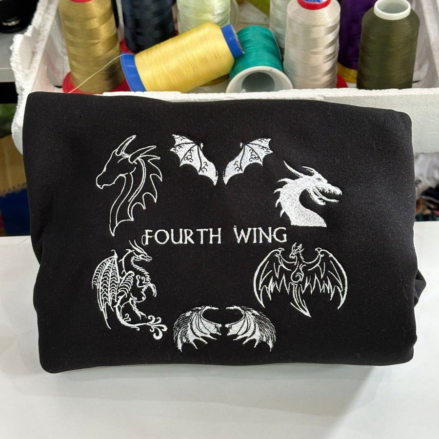 Fourth Wing dragon embroidered hoodie for fantasy readers