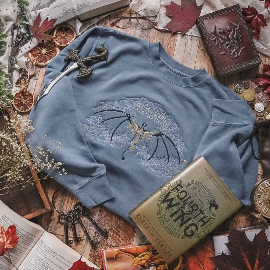 Fourth Wing I Am Infinite dragon embroidered sweatshirt