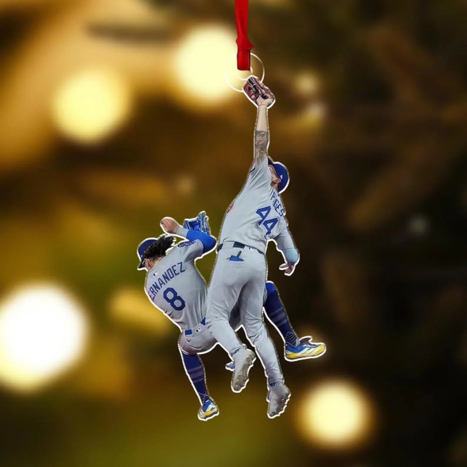 Funny Dodgers collision outfield moment holiday decor