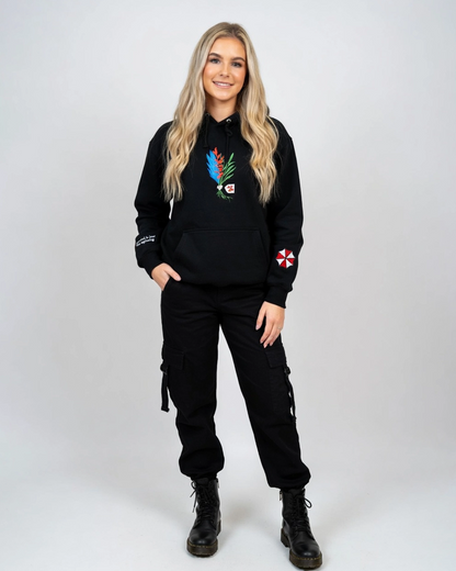 survival horror inspired embroidered gaming hoodie