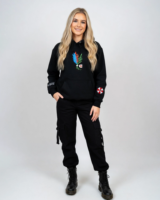 survival horror inspired embroidered gaming hoodie