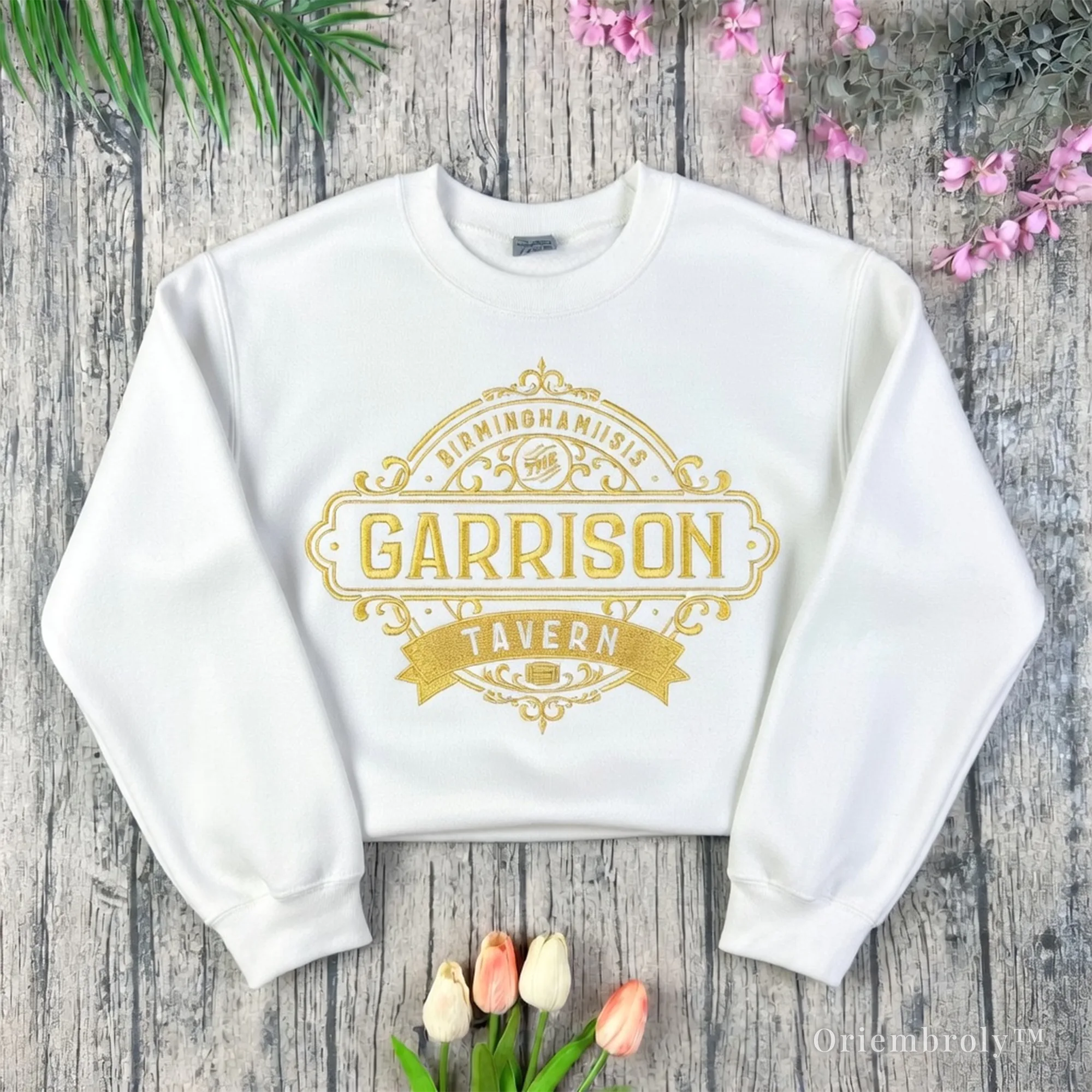 Garrison Tavern embroidered sweatshirt vintage pub design