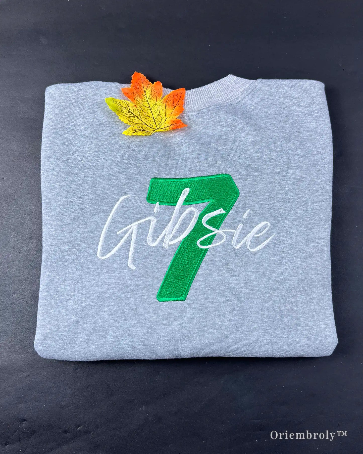 gibsie 7 Tommen College varsity embroidered crewneck