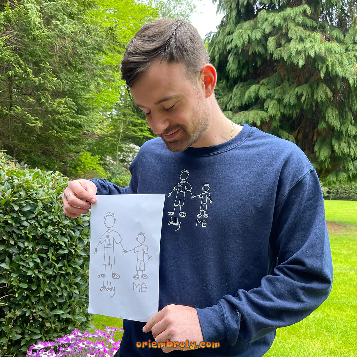 Handmade text embroidered crewneck sweatshirt