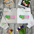 Elphaba and Glinda embroidery on Wicked fan sweatshirt
