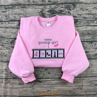 XOXO Gossip Girl embroidered pink sweatshirt