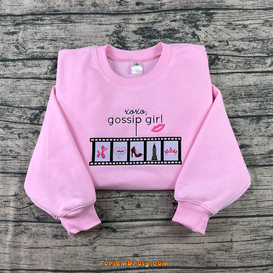 XOXO Gossip Girl embroidered pink sweatshirt