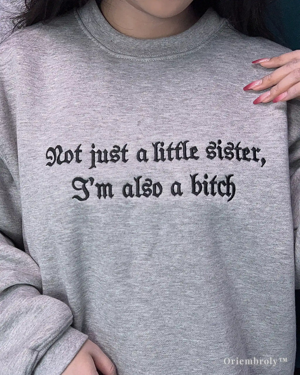 gothic font embroidered sweatshirt old english lettering