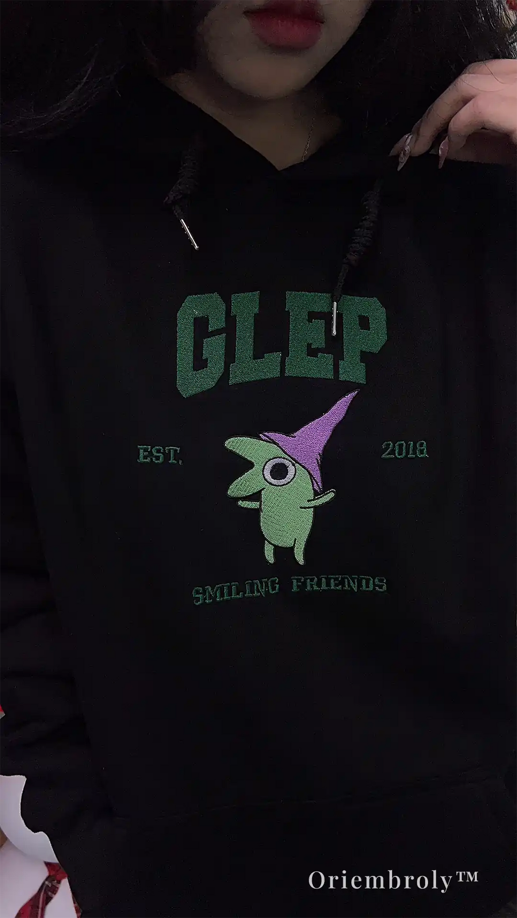 streetwear style green embroidered hoodie outfit