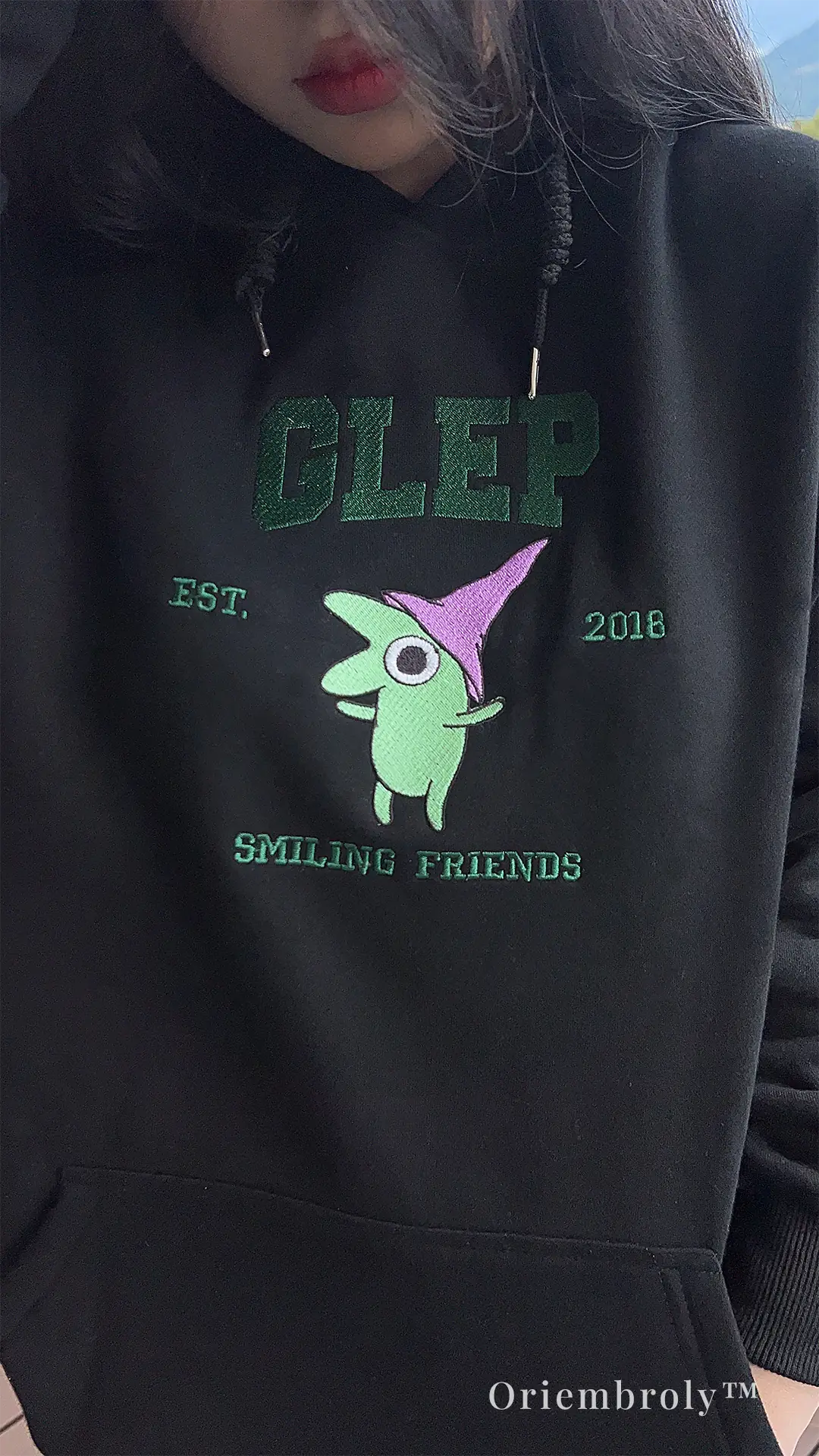 streetwear style green embroidered hoodie outfit