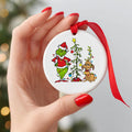 Grinch Christmas ornament wooden with plastic cover
