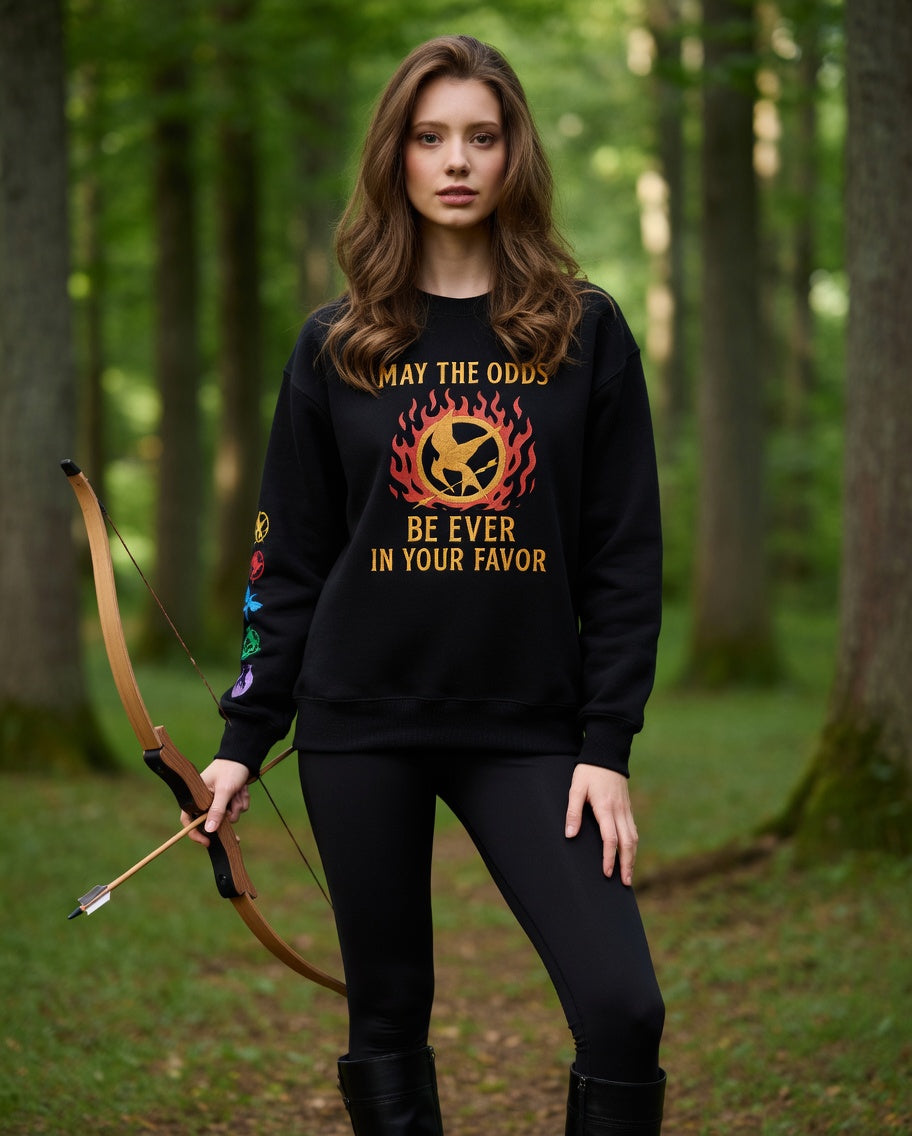 THE HUNGER GAMES Embroidered Sweatshirt | May The Odds Be Ever In Your Favor Hoodie | Book & Movies Embroidery Design | Gift for Book Lovers