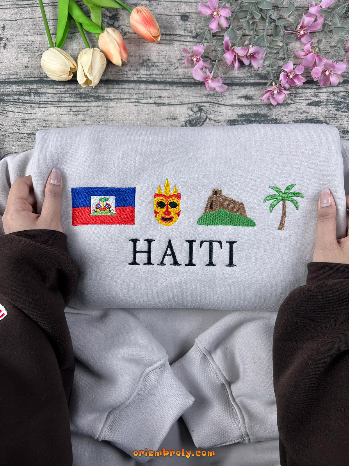 Haiti heritage embroidered sweatshirt Ayiti Cherie