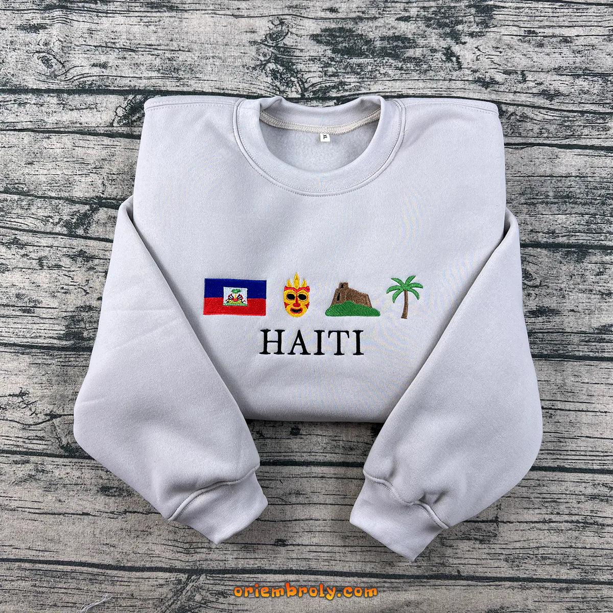 Haiti sweatshirt with embroidered Haitian flag