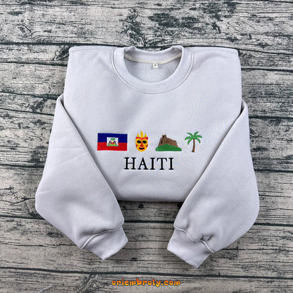Haiti sweatshirt with embroidered Haitian flag