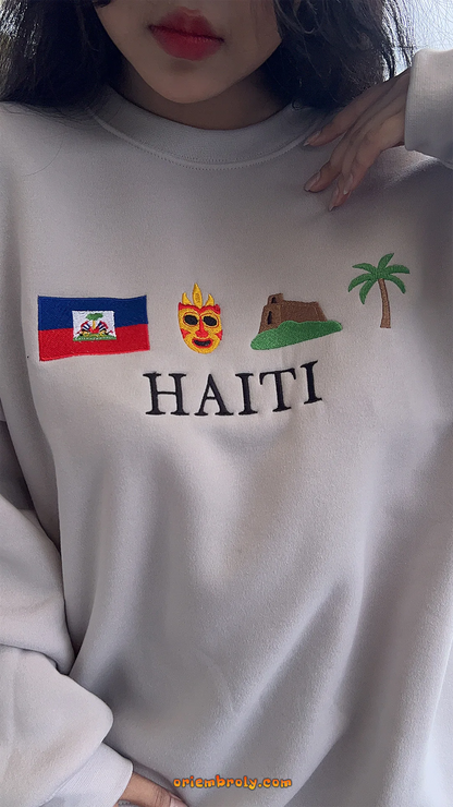 Vintage style Haiti pullover with national symbols