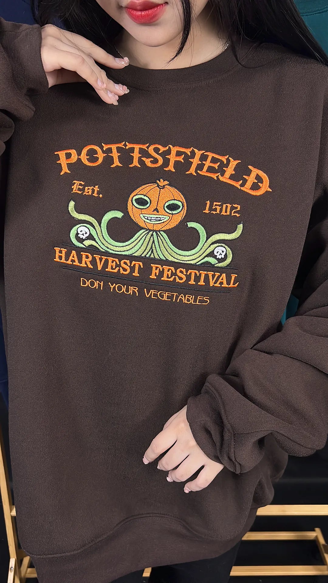 Halloween fall Pottsfield Harvest Festival sweatshirt – embroidered cozy crewneck for autumn vibes