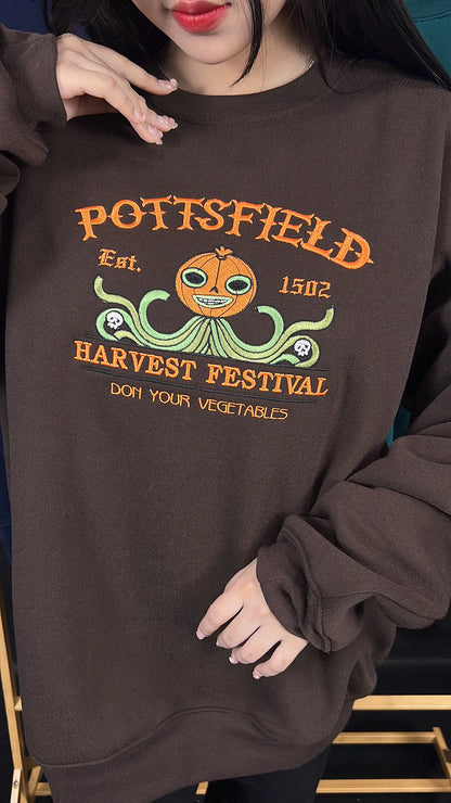 Halloween fall Pottsfield Harvest Festival sweatshirt – embroidered cozy crewneck for autumn vibes