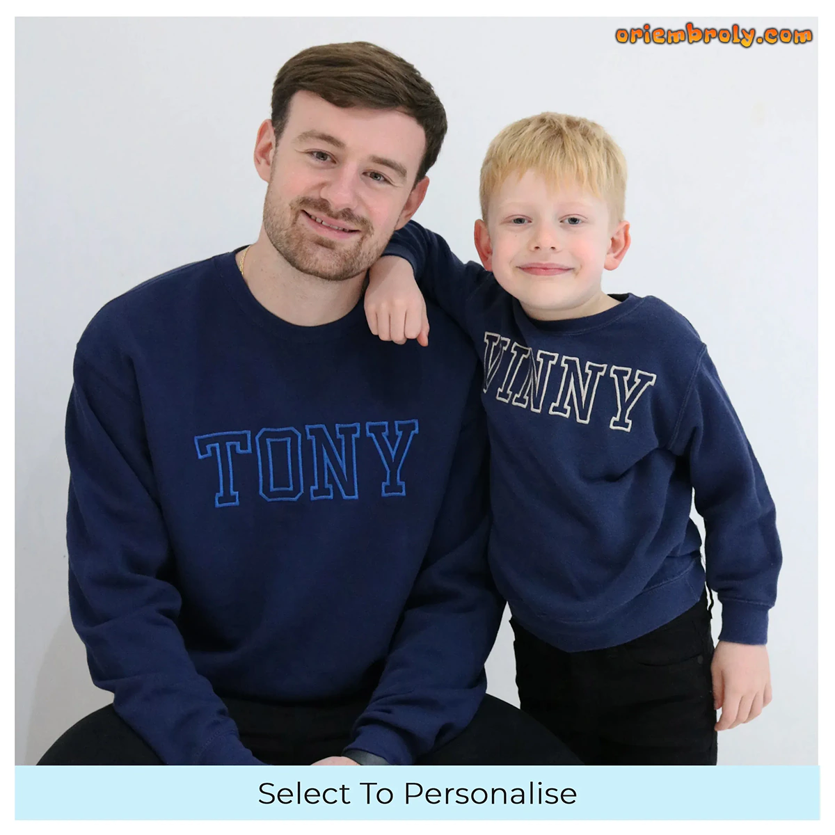 Personalized embroidered sweatshirt with meaningful words