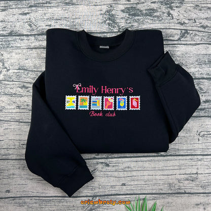 Happy Place inspired embroidered sweater for book lovers 