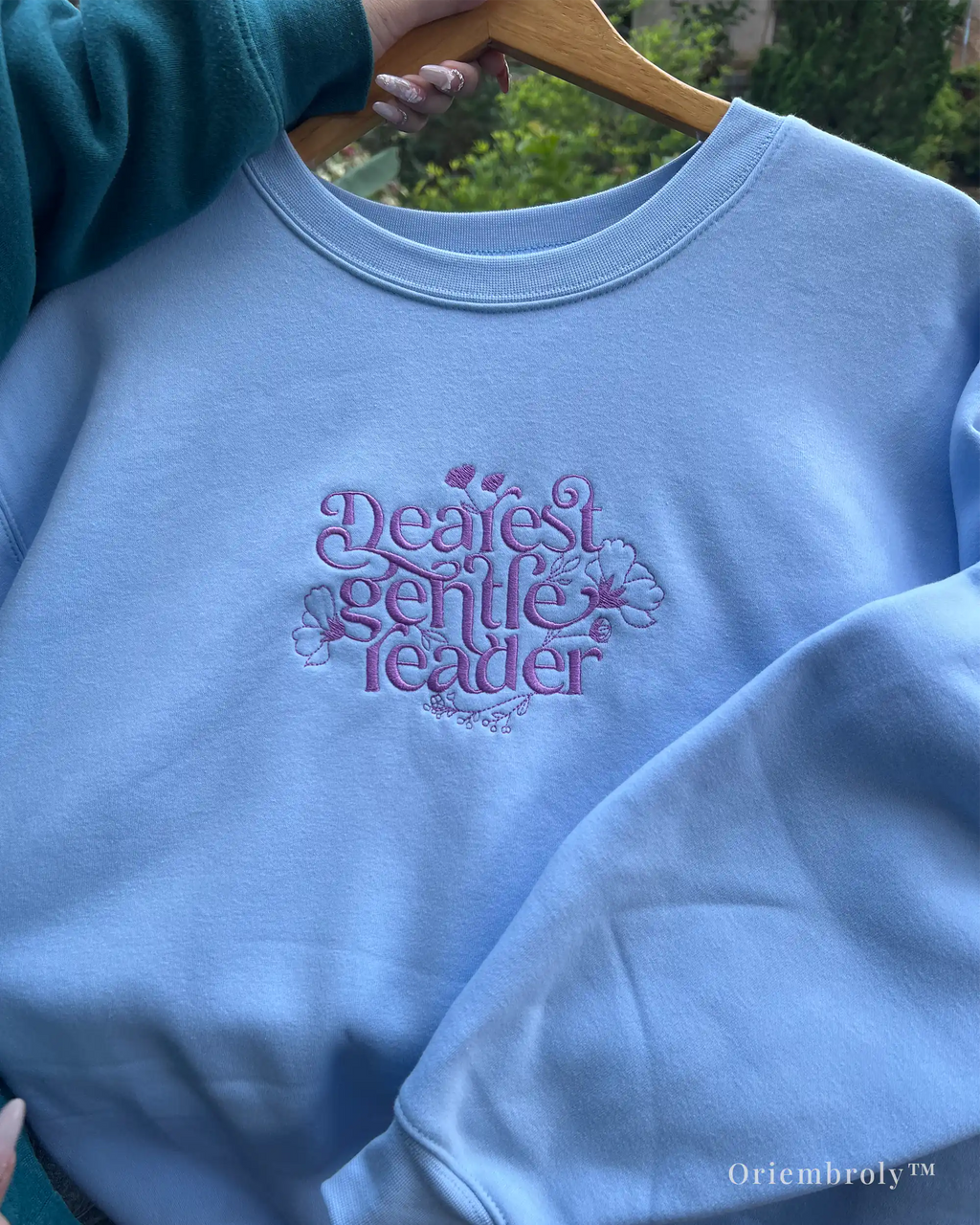 regency inspired embroidered crewneck flat lay