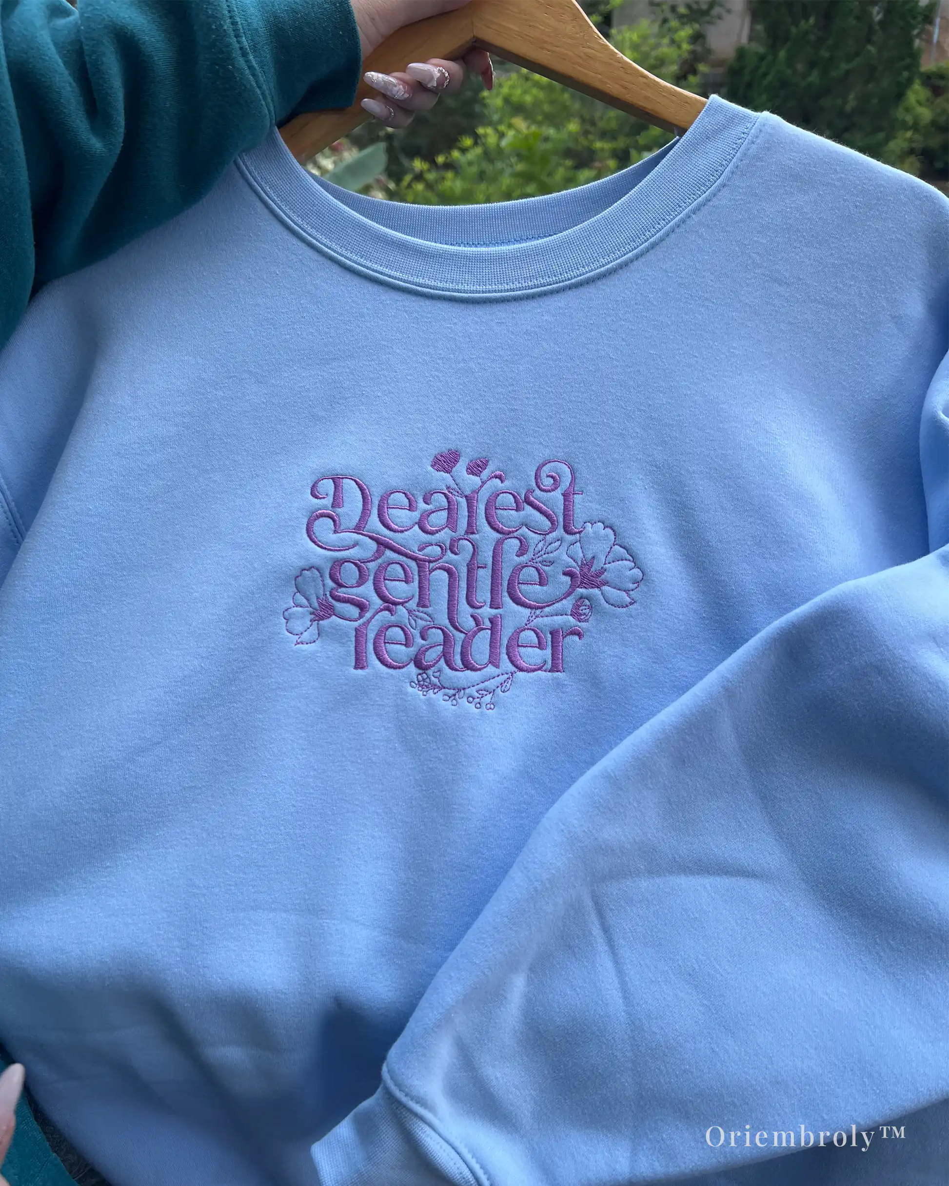 regency inspired embroidered crewneck flat lay