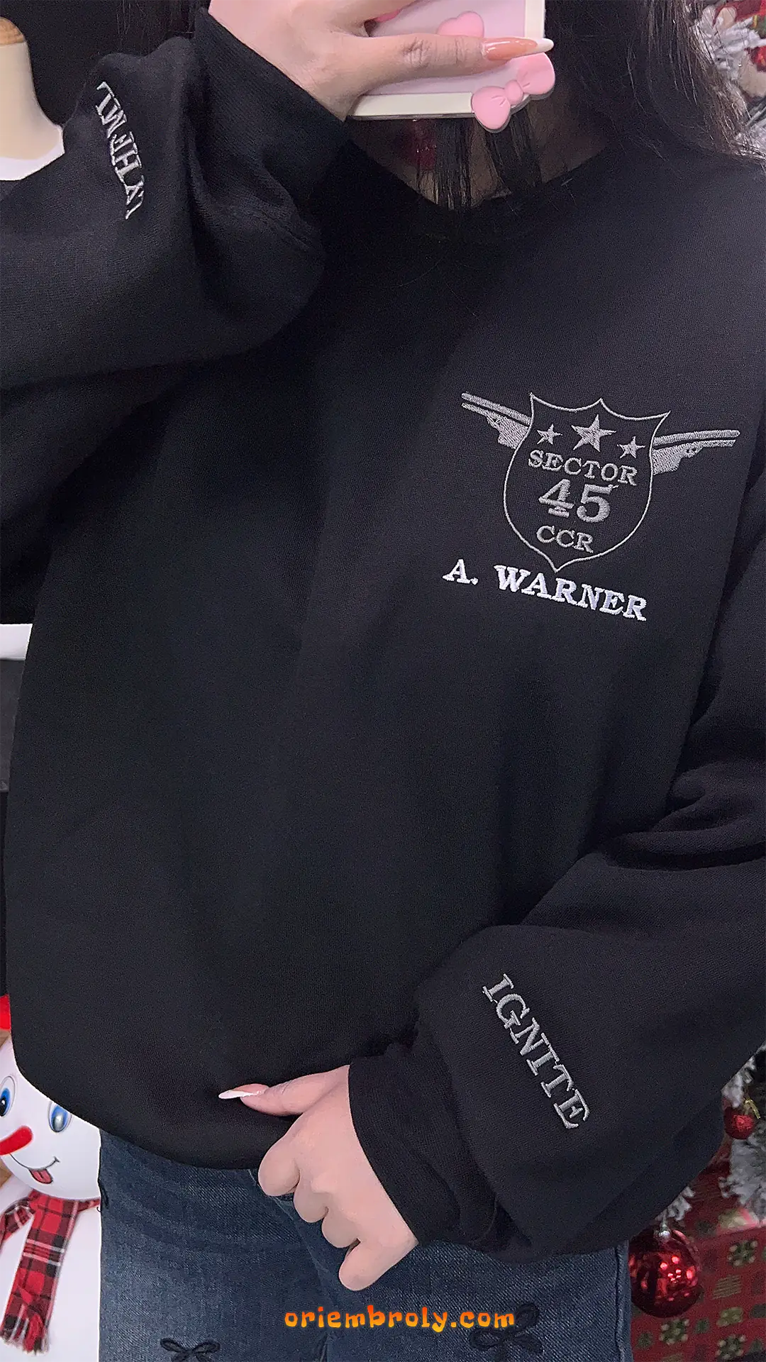 Hell Is Empty themed embroidered sweatshirt design