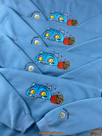 Cute Blue Tiger Embroidered Sweatshirt – Kawaii Animal Fleece Crewneck, Cozy Unisex Gift