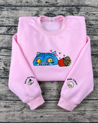 Cute Blue Tiger Embroidered Sweatshirt – Kawaii Animal Fleece Crewneck, Cozy Unisex Gift