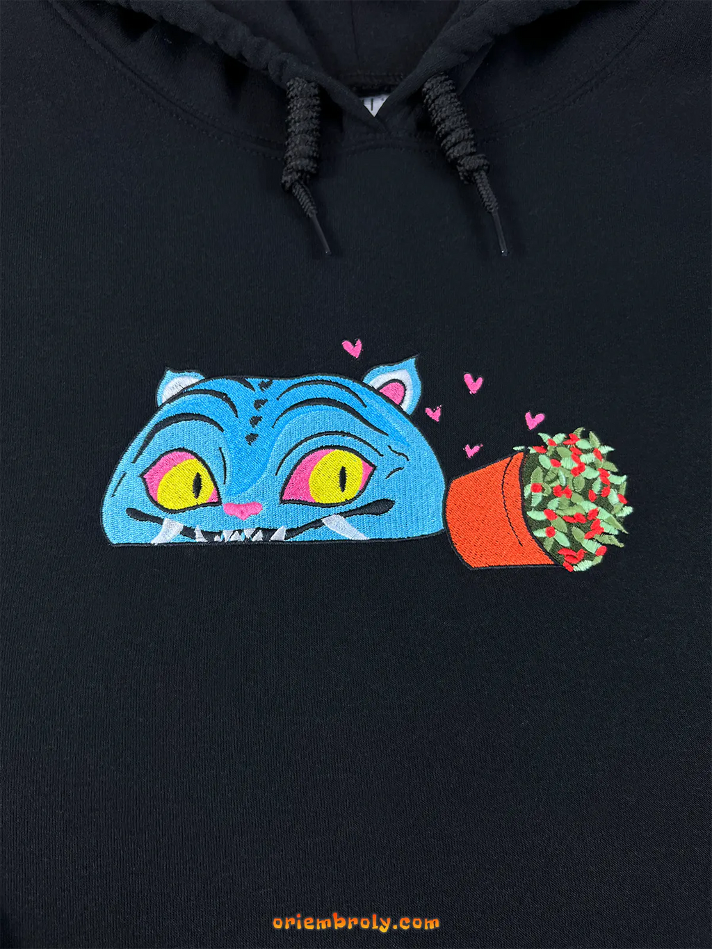 Cute Blue Tiger Embroidered Sweatshirt – Kawaii Animal Fleece Crewneck, Cozy Unisex Gift